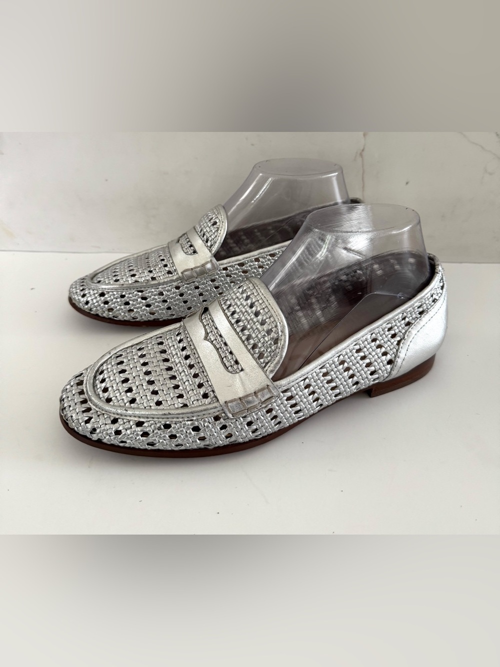 Sam Edelman Leora Woven Silver  Loafers Shoes Sz 7